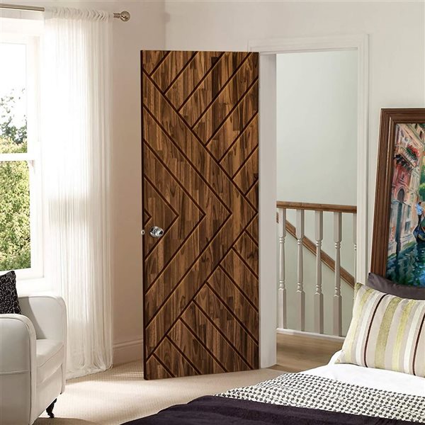 CALHOME 36 x 80-in Walnut Stained Pine Wood Interior Hollow Core Slab Door