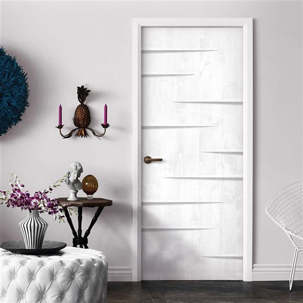 CALHOME 32 x 80-in White Stained Pine Wood Modern Interior Slab Door