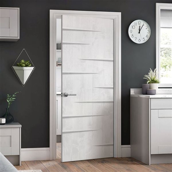 CALHOME 34 x 80-in White Stained Pine Wood Modern Interior Slab Door