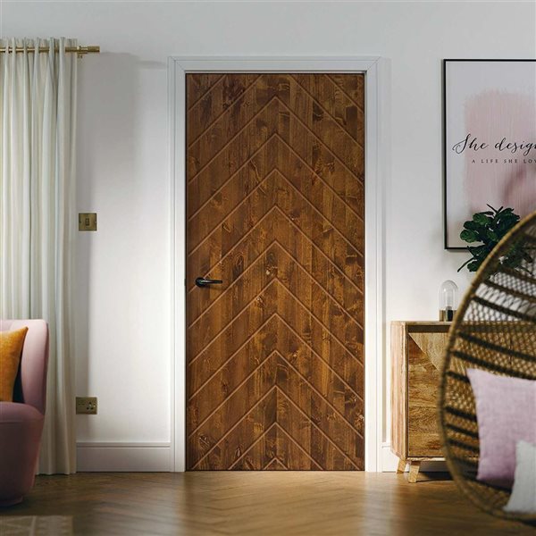 CALHOME 24 x 84-in Walnut Stained Pine Wood Interior Hollow Core Slab Door