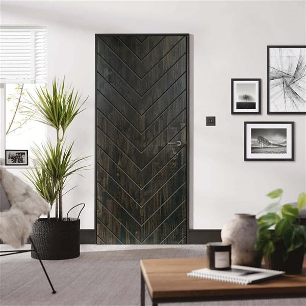CALHOME 36 x 80-in Charcoal Black Stained Pine Wood Interior Hollow Core Slab Door