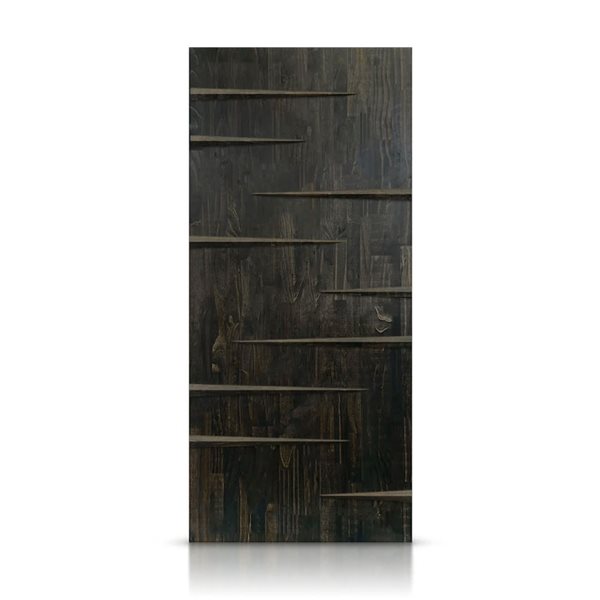 CALHOME 24 x 84-in Charcoal Black Stained Pine Wood Modern Interior Slab Door