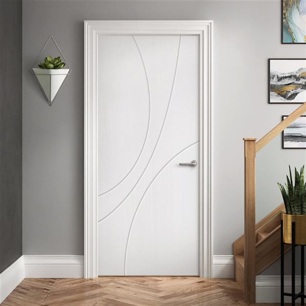 CALHOME 24 x 80-in White Painted Composite MDF Interior Hollow Core Slab Door