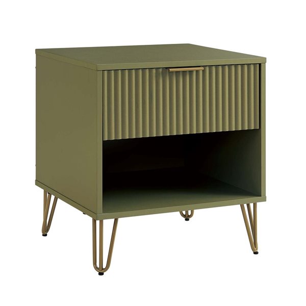 Manhattan Comfort DUMBO Green Modern 1-Drawer Nightstand