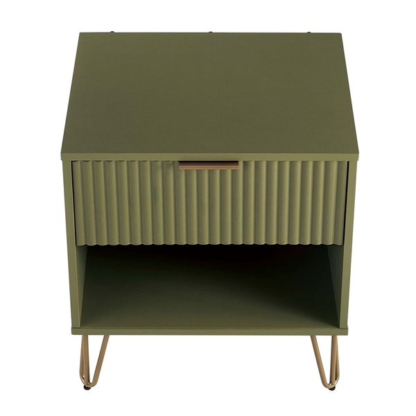 Manhattan Comfort DUMBO Green Modern 1-Drawer Nightstand