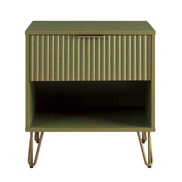 Manhattan Comfort DUMBO Green Modern 1-Drawer Nightstand