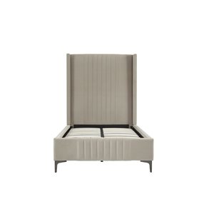 Manhattan Comfort Promenade Rustic Taupe Mid-Century Modern Velvet Upholstered Twin-Size Bed