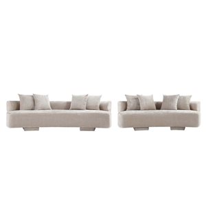 Manhattan Comfort Verandah 2-Piece Beige Modern Chenille Upholstered Living Room Set