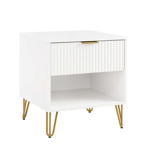 Manhattan Comfort DUMBO White Modern 1-Drawer Nightstand