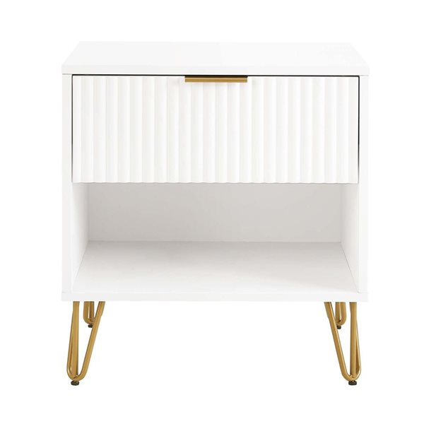 Manhattan Comfort DUMBO White Modern 1-Drawer Nightstand