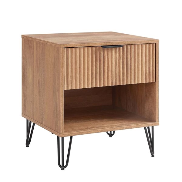 Manhattan Comfort DUMBO Brown Modern 1-Drawer Nightstand