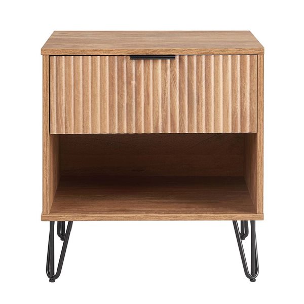 Manhattan Comfort DUMBO Brown Modern 1-Drawer Nightstand