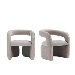 Manhattan Comfort Corvette Dove Velvet Upholstered Modern Accent Chairs - Set of 2