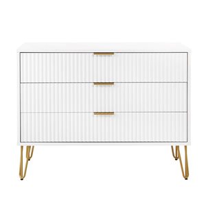 Commode moderne à 3 tiroirs DUMBO Manhattan Comfort en blanc