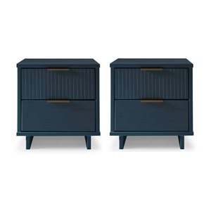 Manhattan Comfort Granville Set of 2 Blue Modern Solid Wood 2-Drawer Nightstand