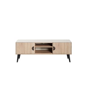 Manhattan Comfort Haley Brown Mid-Century Modern TV Stand for TVs up to 48-in