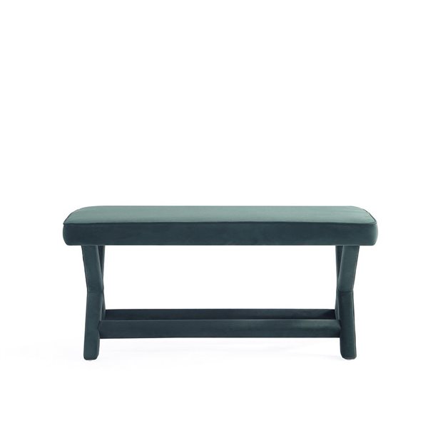 Manhattan Comfort Abigail Green Mid-Century Modern Velvet Upholstered Double Ottoman