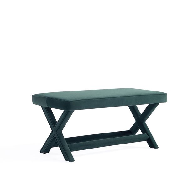 Manhattan Comfort Abigail Green Mid-Century Modern Velvet Upholstered Double Ottoman