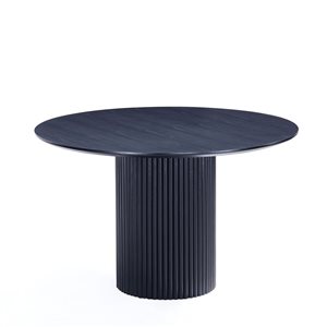 Manhattan Comfort Hathaway Black Round Fixed 30 H x 47-in W Modern Solid Wood Dining Table