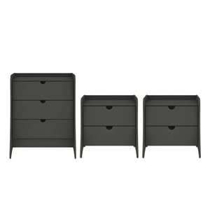 Ensemble de chambre à coucher 3 mcx Coney Manhattan Comfort  du milieu du siècle gris