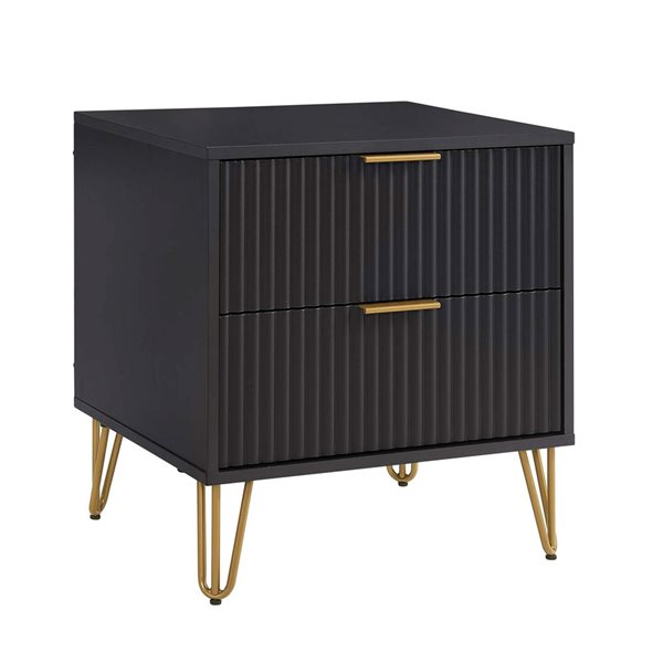 Manhattan Comfort DUMBO Black Modern 2-Drawer Nightstand