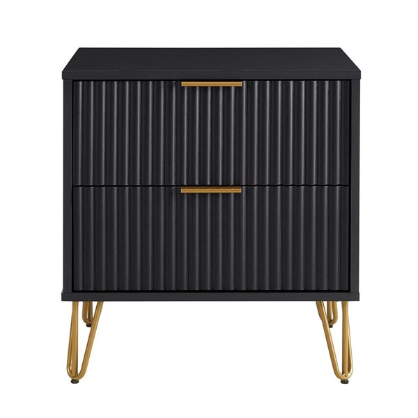 Manhattan Comfort DUMBO Black Modern 2-Drawer Nightstand