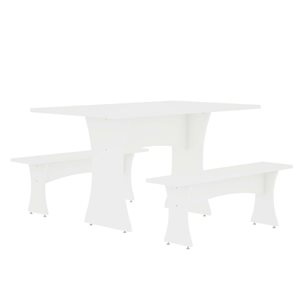 Mobilier de salle à manger 3 pièces Coney de Manhattan Comfort blanc moderne du milieu du siècle