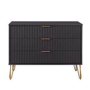 Manhattan Comfort DUMBO Black Modern 3-Drawer Dresser
