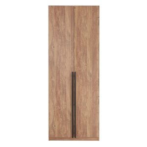 Manhattan Comfort Lee Golden Brown Modern Freestanding Wardrobe w/ Hanging Rod, Drawers and Shoe Shelf