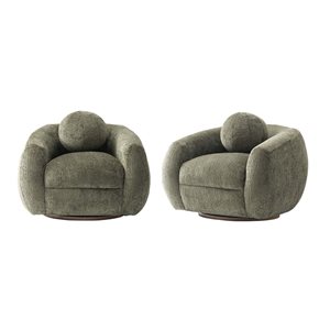 Chaises d’appoint modernes en chenille vert olive Tribeca de Manhattan Comfort, ensemble de 2