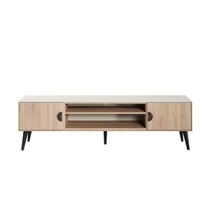 Meuble télé moderne du milieu du siècle Haley Manhattan Comfort en brun pour téléviseurs de 55 po max.