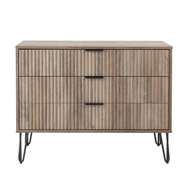 Manhattan Comfort DUMBO Grey Modern 3-Drawer Dresser