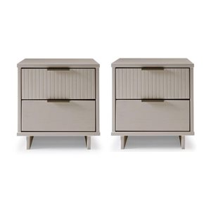 Manhattan Comfort Granville Set of 2 Light Grey Modern Solid Wood 2-Drawer Nightstand