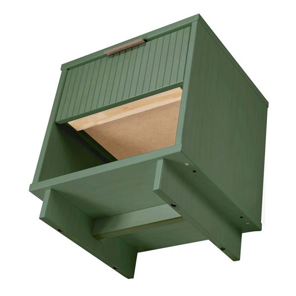 Manhattan Comfort Granville Set of 2 Green Modern Solid Wood 1-Drawer Nightstand