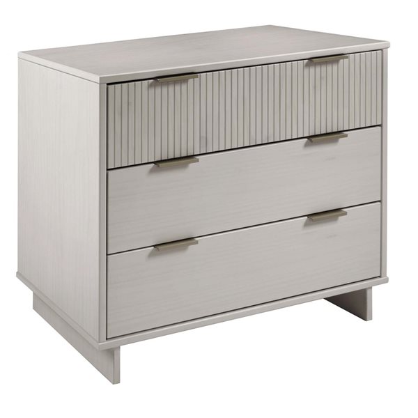 Manhattan Comfort Granville Light Grey 2-Piece Modern Solid Wood Dresser and 2-Drawer Nightstand Set