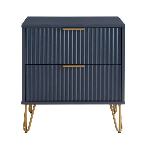 Manhattan Comfort DUMBO Blue Modern 2-Drawer Nightstand