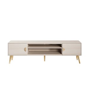 Meuble télé moderne du milieu du siècle Haley Manhattan Comfort en blanc pour téléviseurs de 55 po max.