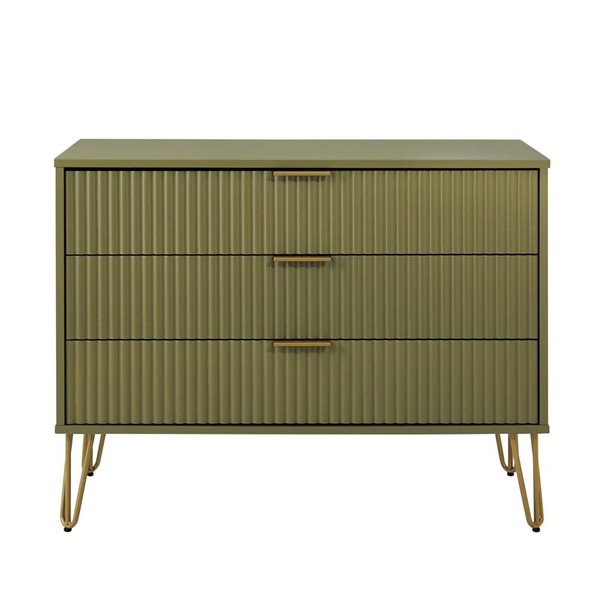 Manhattan Comfort DUMBO Green Modern 3-Drawer Dresser