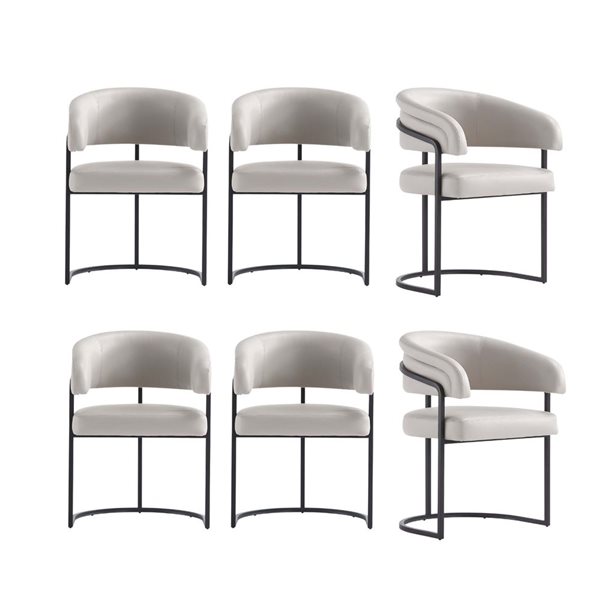 Manhattan Comfort Augusta Light Grey Leatherette Upholstered Modern Dining Chairs - Set of 6