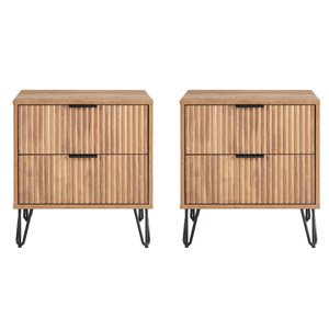 Manhattan Comfort DUMBO Set of 2 Brown Modern 2-Drawer Nightstand