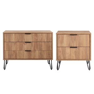Manhattan Comfort DUMBO Brown 2-Piece Standard Dresser and 2-Drawer Nightstand Set