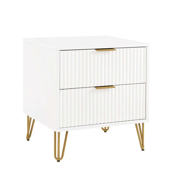 Manhattan Comfort DUMBO White Modern 2-Drawer Nightstand in White