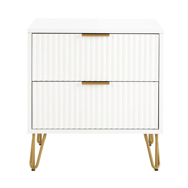 Manhattan Comfort DUMBO White Modern 2-Drawer Nightstand in White