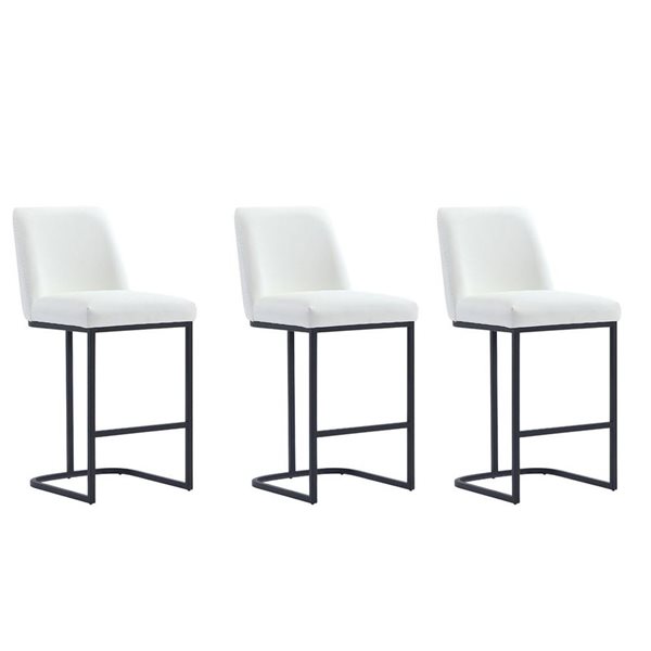 Manhattan Comfort Serena White Modern Leatherette Upholstered Counter Stools - Set of 3