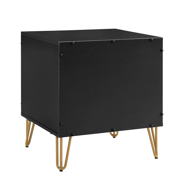 Manhattan Comfort DUMBO Set of 2 Black Modern 1-Drawer Nightstand