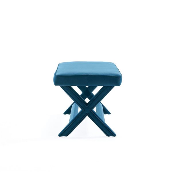 Manhattan Comfort Abigail Blue Mid-Century Modern Velvet Upholstered Double Ottoman