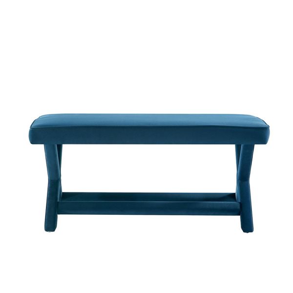 Manhattan Comfort Abigail Blue Mid-Century Modern Velvet Upholstered Double Ottoman