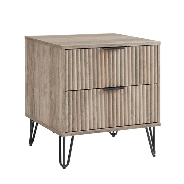 Manhattan Comfort DUMBO Grey Modern 2-Drawer Nightstand