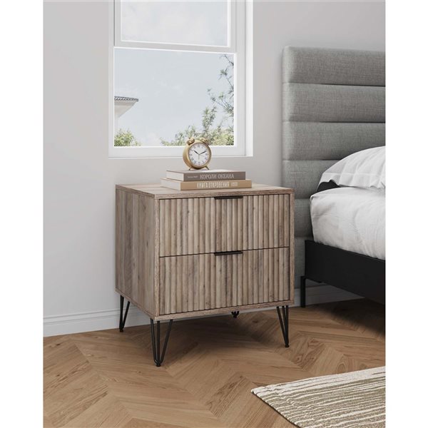 Manhattan Comfort DUMBO Grey Modern 2-Drawer Nightstand