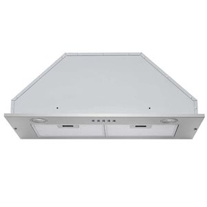 Hotte encastrée carrée VICTORY 30 po 600 pi³/min à commandes à bouton-poussoir, acier inoxydable